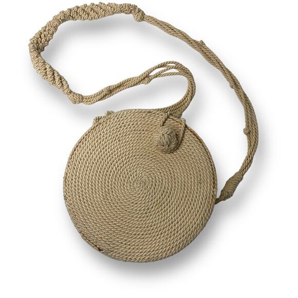 Zara Round Rope Woven Crossbody Bag with Magnetic Closure - Picture 1 of 9